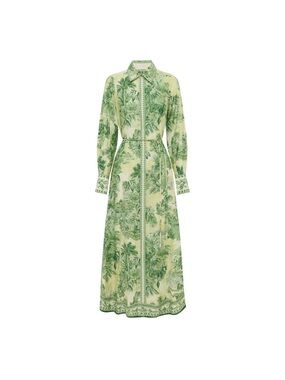 Alemais Sara Belted Printed Cotton and Silk Blend Maxi Dress
